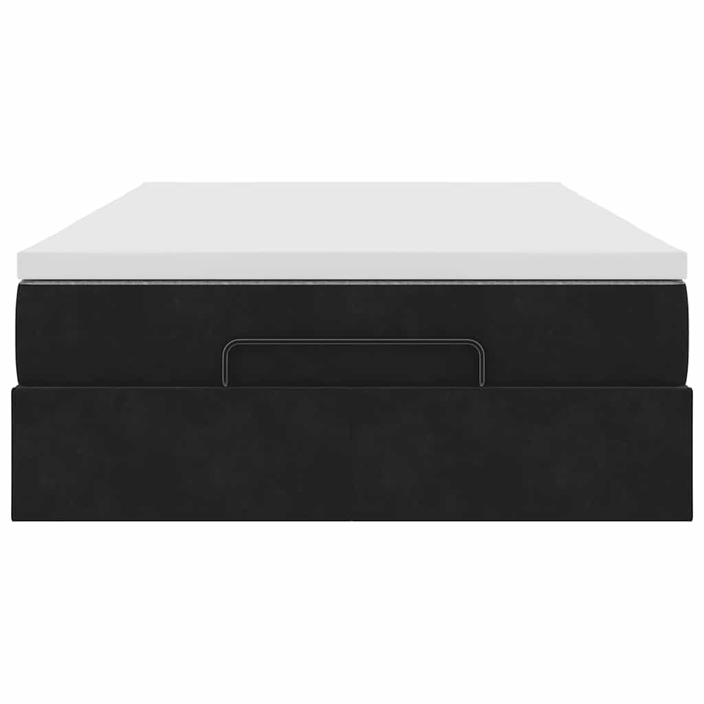 Lit ottoman avec matelas noir 120x190 cm velours - XIOS