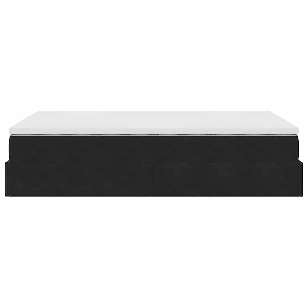 Lit ottoman avec matelas noir 120x190 cm velours - XIOS
