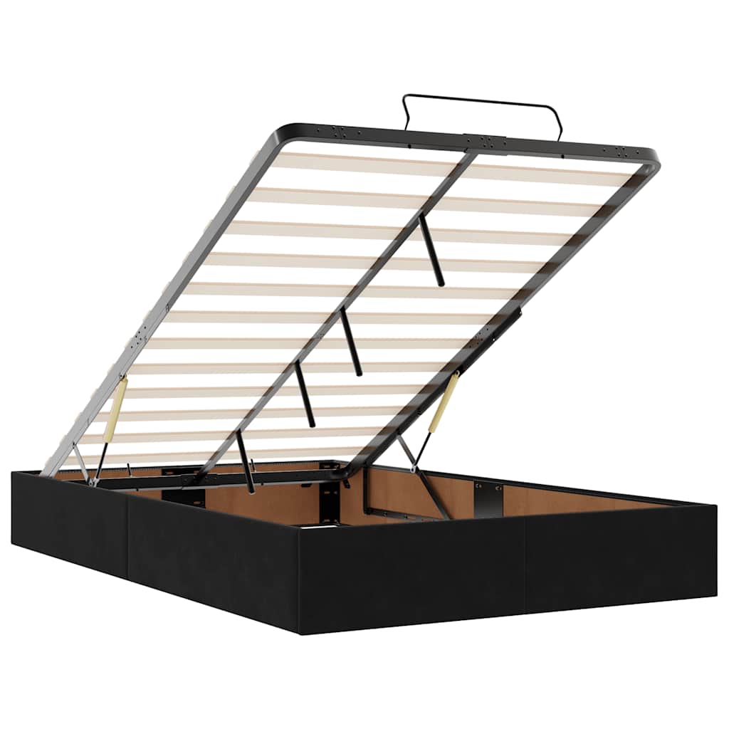 Lit ottoman avec matelas noir 120x190 cm velours - XIOS
