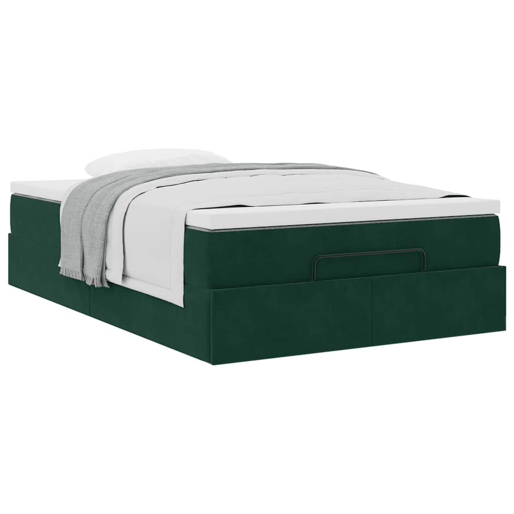 Lit ottoman avec matelas vert foncé 120x190 cm velours - XIOS