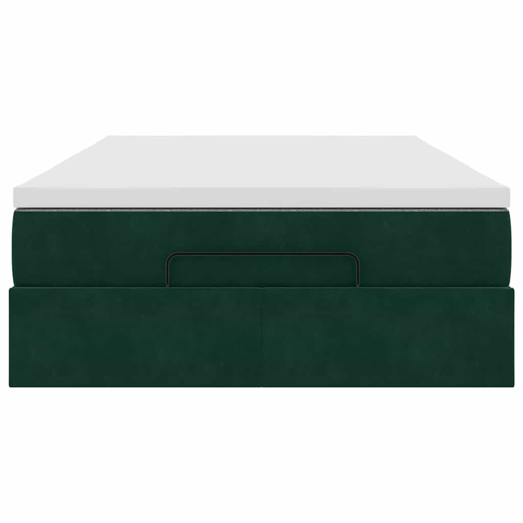 Lit ottoman avec matelas vert foncé 120x190 cm velours - XIOS