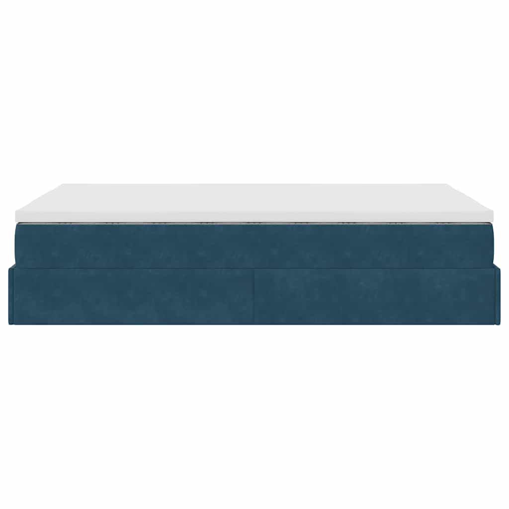 Lit ottoman avec matelas bleu foncé 120x190 cm velours - XIOS
