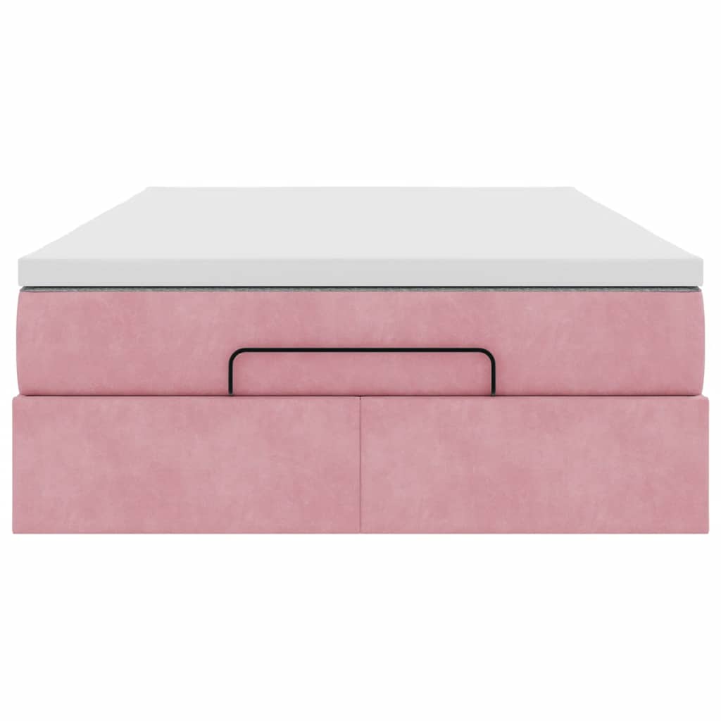 Lit ottoman avec matelas rose 120x190 cm velours - XIOS