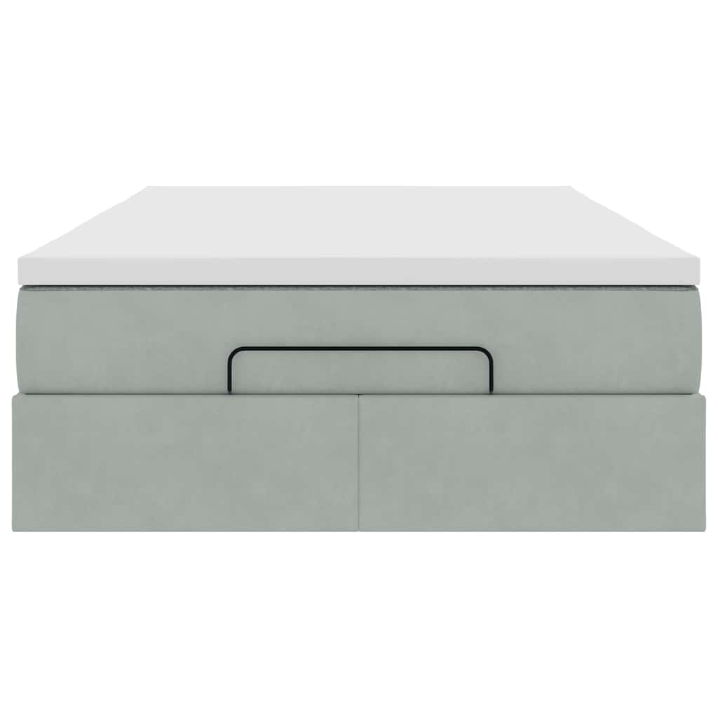 Cadre de lit ottoman et matelas gris clair 120x200 cm velours - XIOS