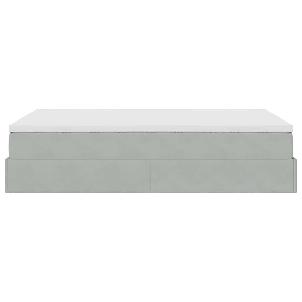 Cadre de lit ottoman et matelas gris clair 120x200 cm velours - XIOS