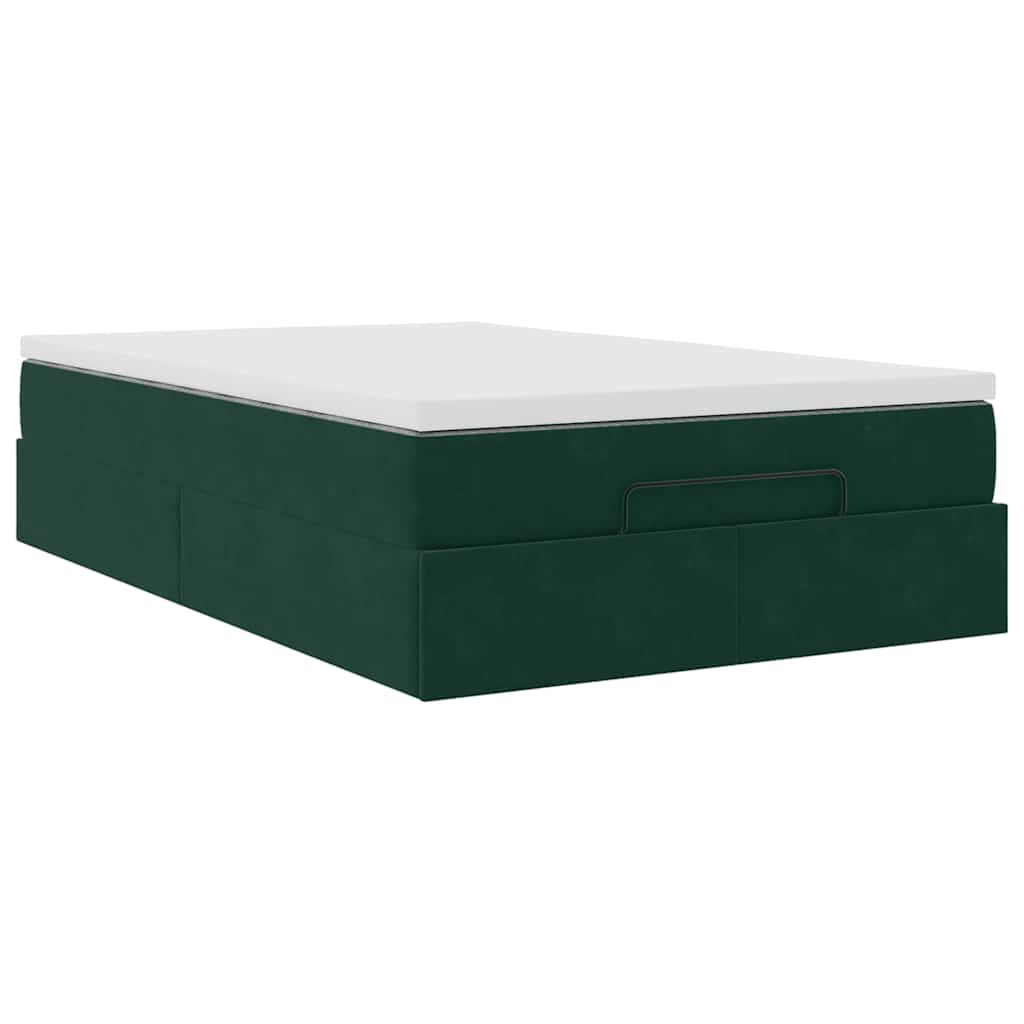 Cadre de lit ottoman avec matelas vert foncé 120x200 cm velours - XIOS