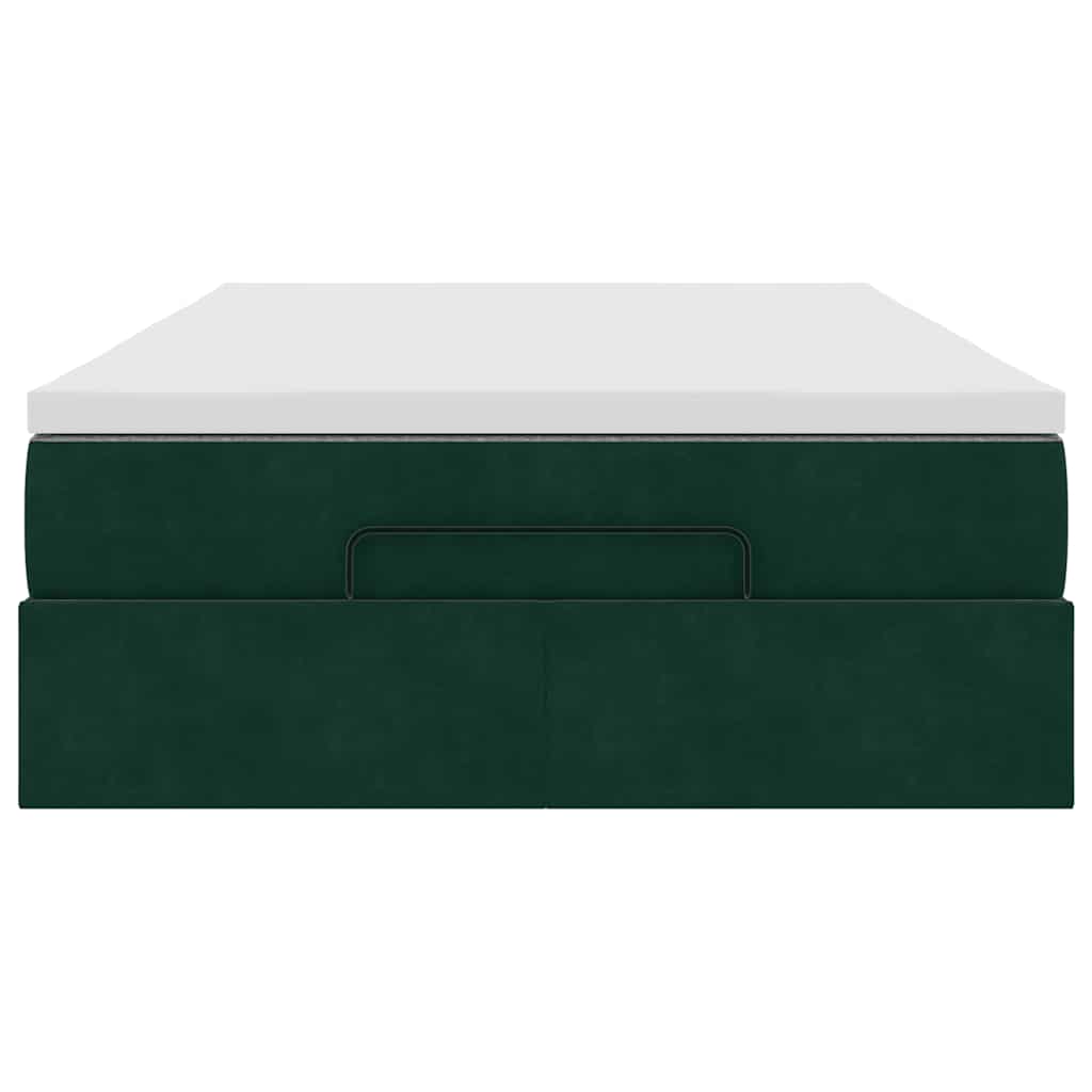 Cadre de lit ottoman avec matelas vert foncé 120x200 cm velours - XIOS