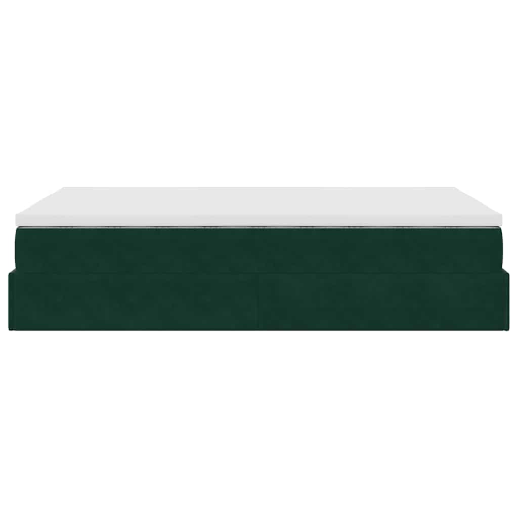 Cadre de lit ottoman avec matelas vert foncé 120x200 cm velours - XIOS