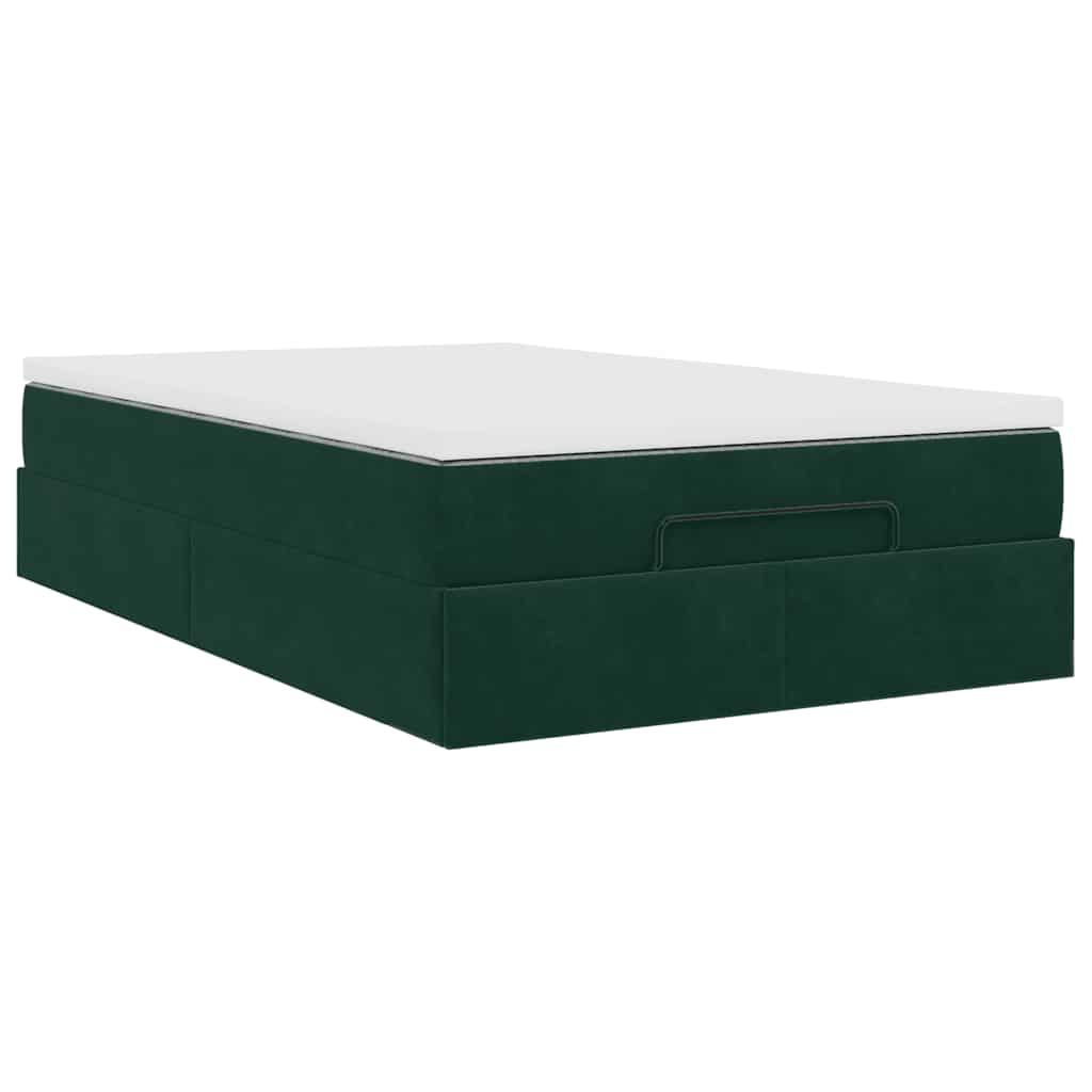 Cadre de lit ottoman avec matelas vert foncé 120x200 cm velours - XIOS