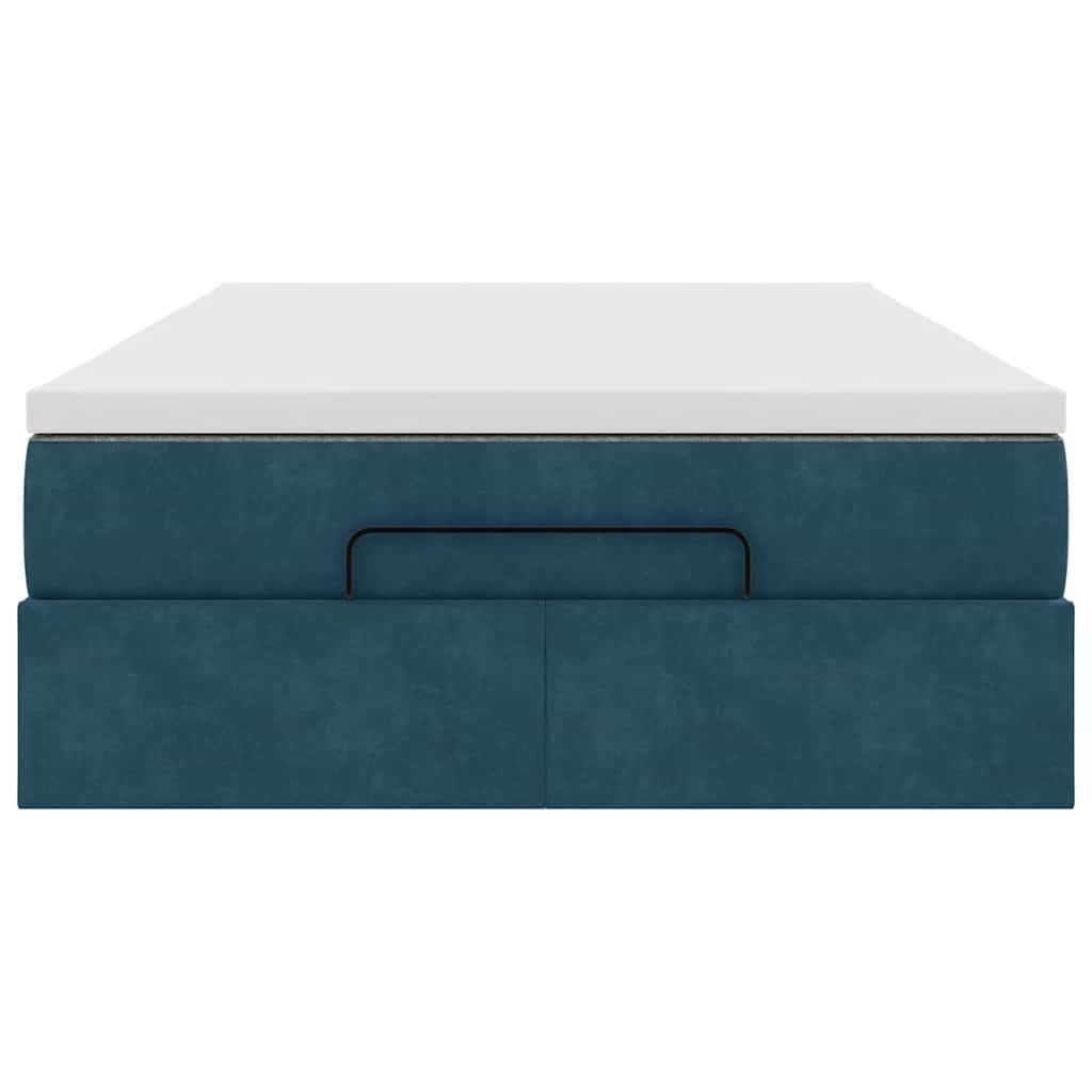 Cadre de lit ottoman avec matelas bleu foncé 120x200 cm velours