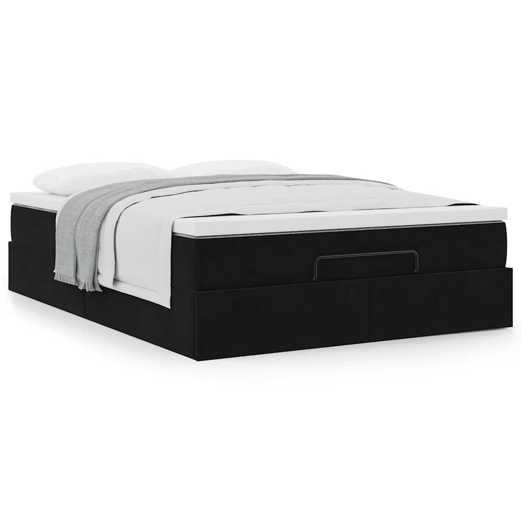 Cadre de lit ottoman avec matelas noir 140x190 cm velours - XIOS
