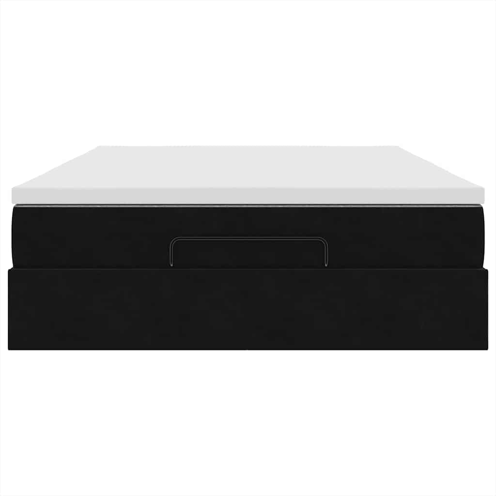 Cadre de lit ottoman avec matelas noir 140x190 cm velours - XIOS
