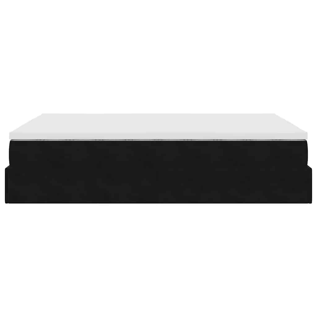 Cadre de lit ottoman avec matelas noir 140x190 cm velours - XIOS