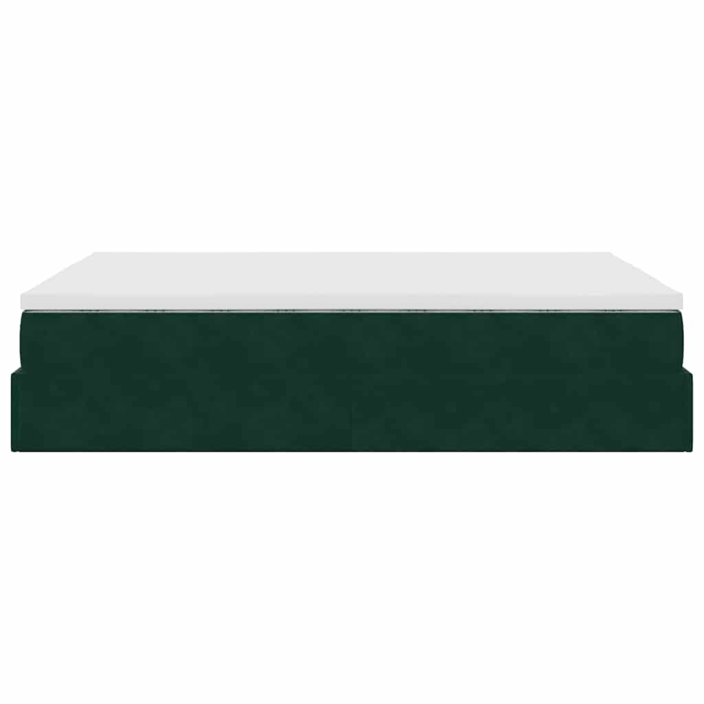 Cadre de lit ottoman avec matelas vert foncé 140x190 cm velours - XIOS