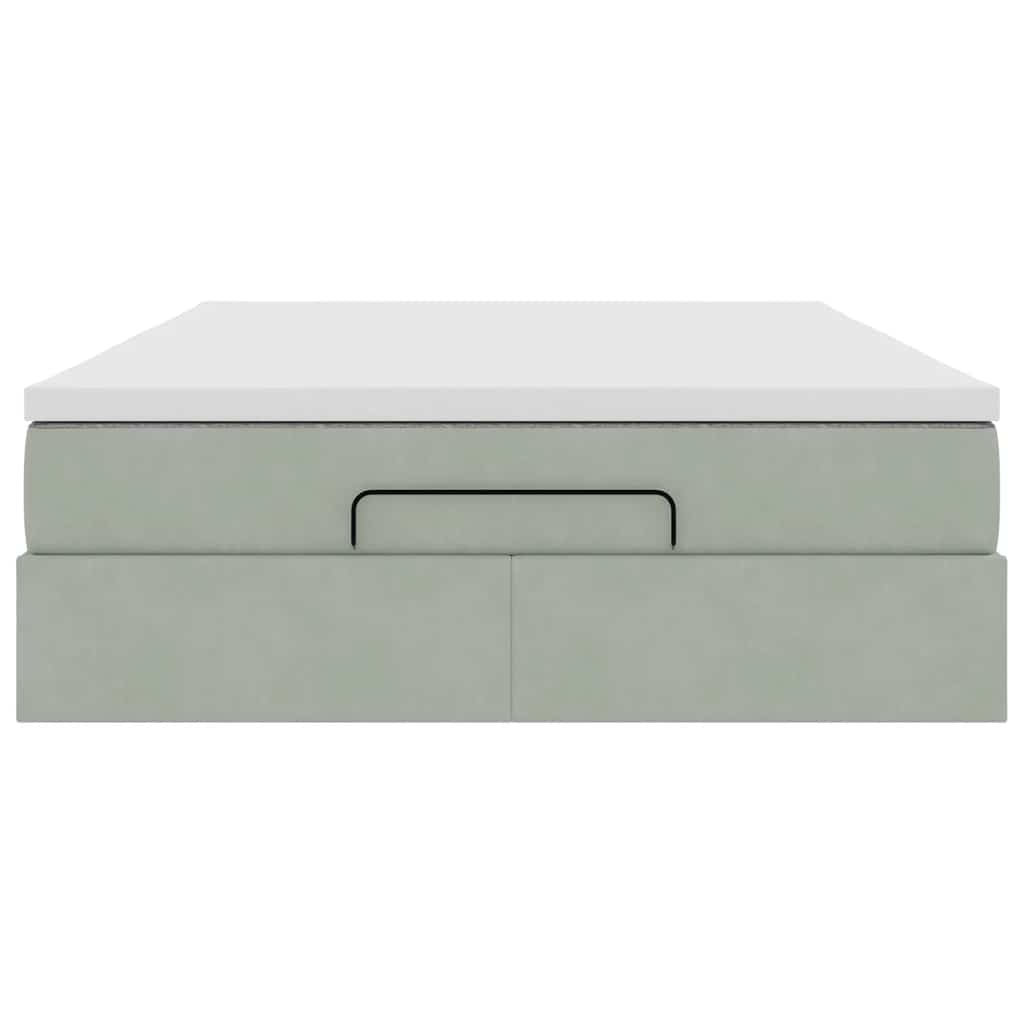 Cadre de lit ottoman avec matelas gris clair 140x200 cm velours - XIOS
