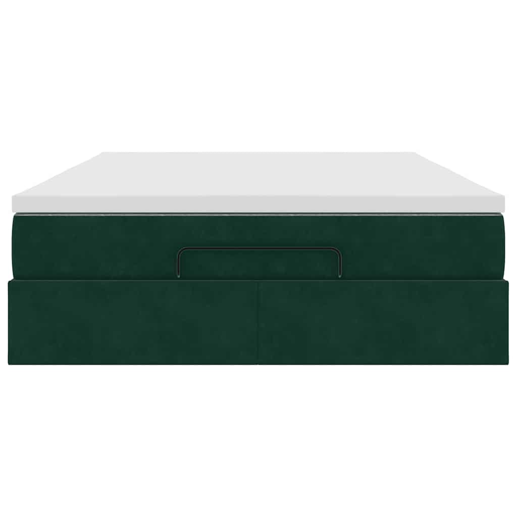 Cadre de lit ottoman avec matelas vert foncé 140x200 cm velours - XIOS