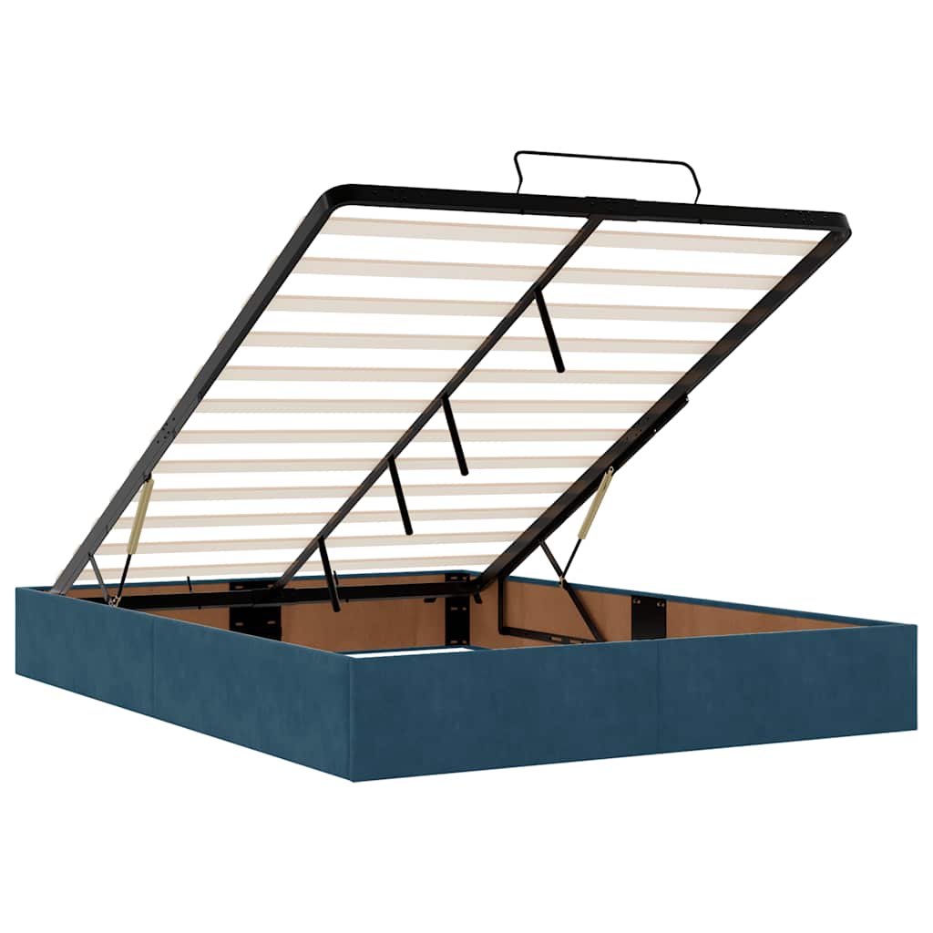 Cadre de lit ottoman avec matelas bleu foncé 140x200 cm velours - XIOS