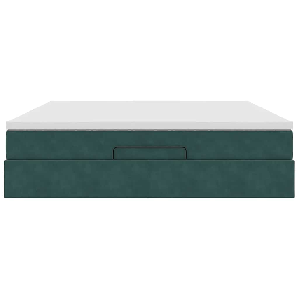 Cadre de lit ottoman avec matelas vert foncé 160x200 cm velours - XIOS