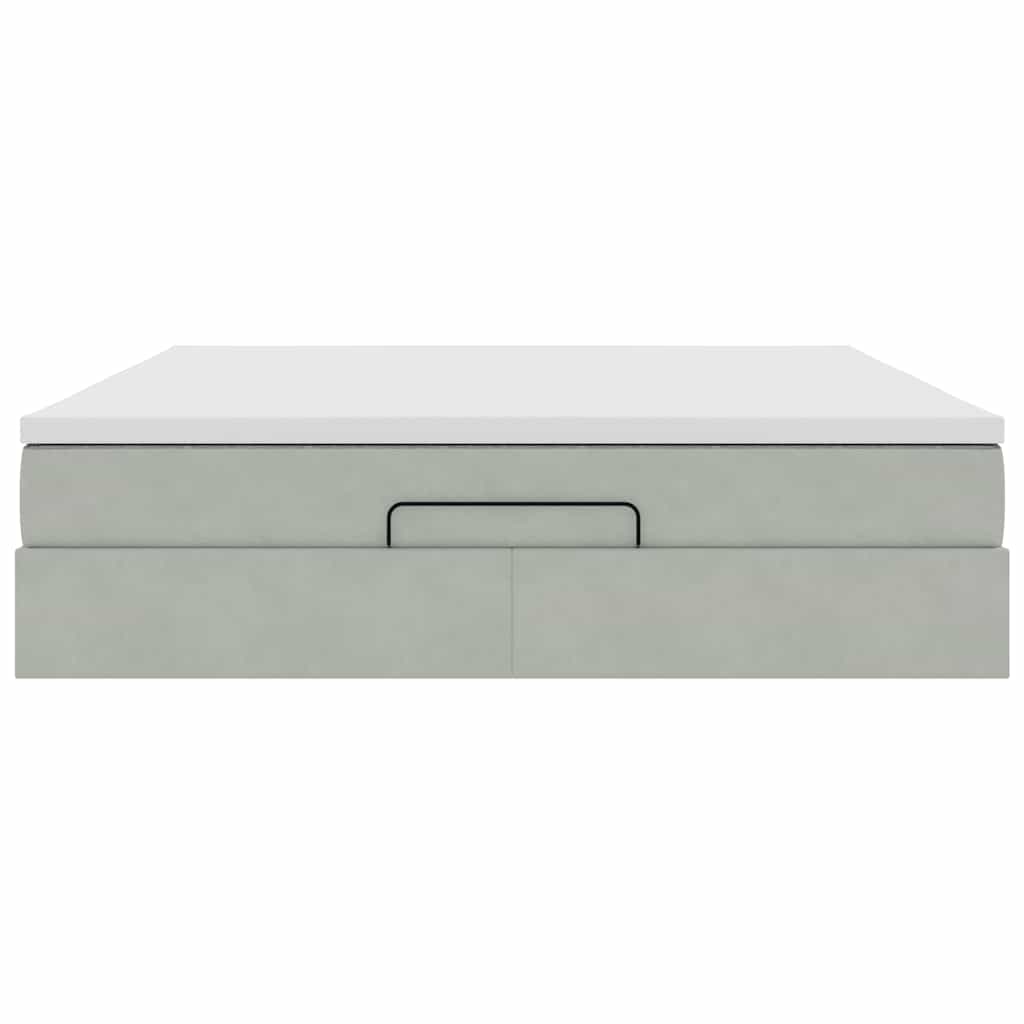 Cadre de lit ottoman avec matelas gris clair 180x200 cm velours - XIOS