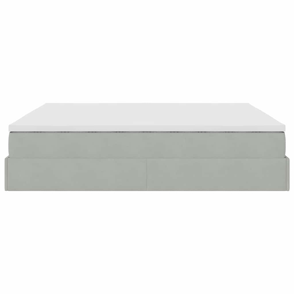 Cadre de lit ottoman avec matelas gris clair 180x200 cm velours - XIOS