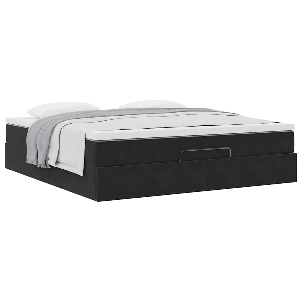 Cadre de lit ottoman avec matelas noir 180x200 cm velours - XIOS