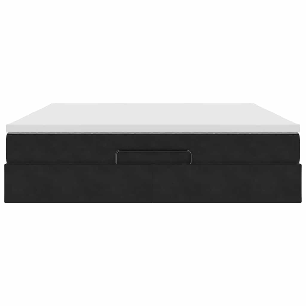 Cadre de lit ottoman avec matelas noir 180x200 cm velours