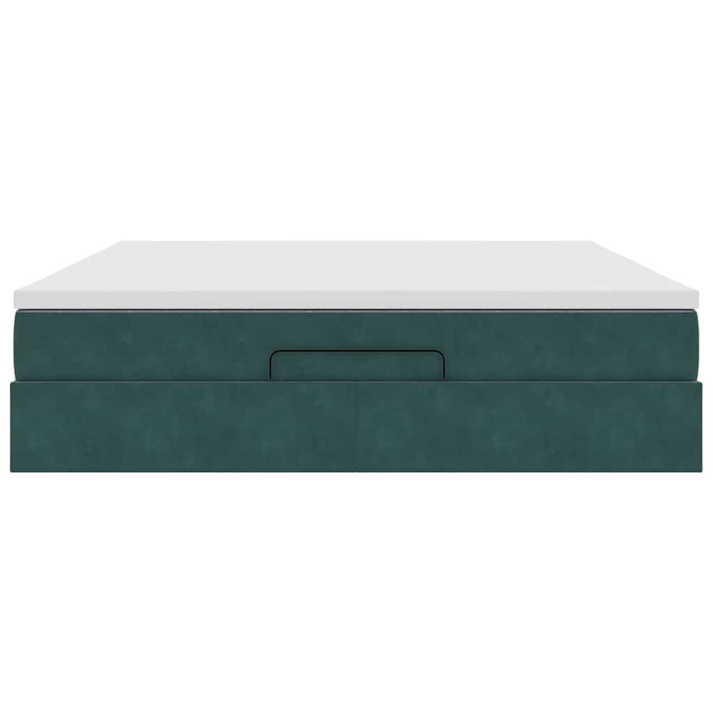 Cadre de lit ottoman avec matelas vert foncé 180x200 cm velours - XIOS