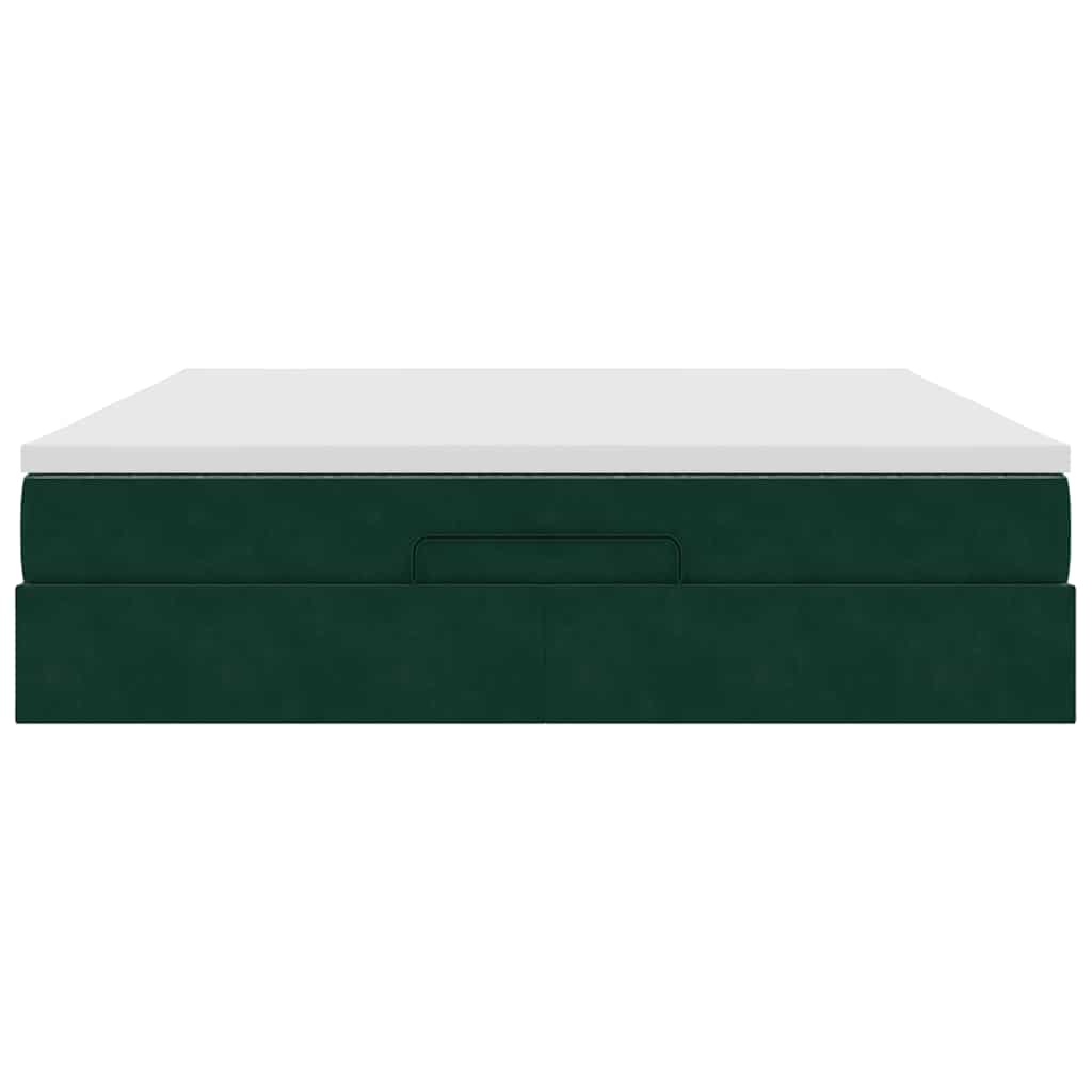Cadre de lit ottoman avec matelas vert foncé 180x200 cm velours - XIOS