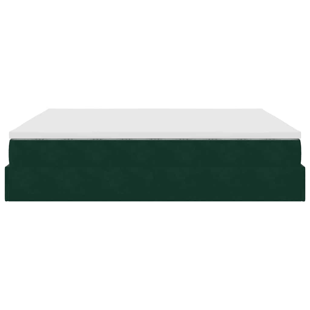 Cadre de lit ottoman avec matelas vert foncé 180x200 cm velours - XIOS