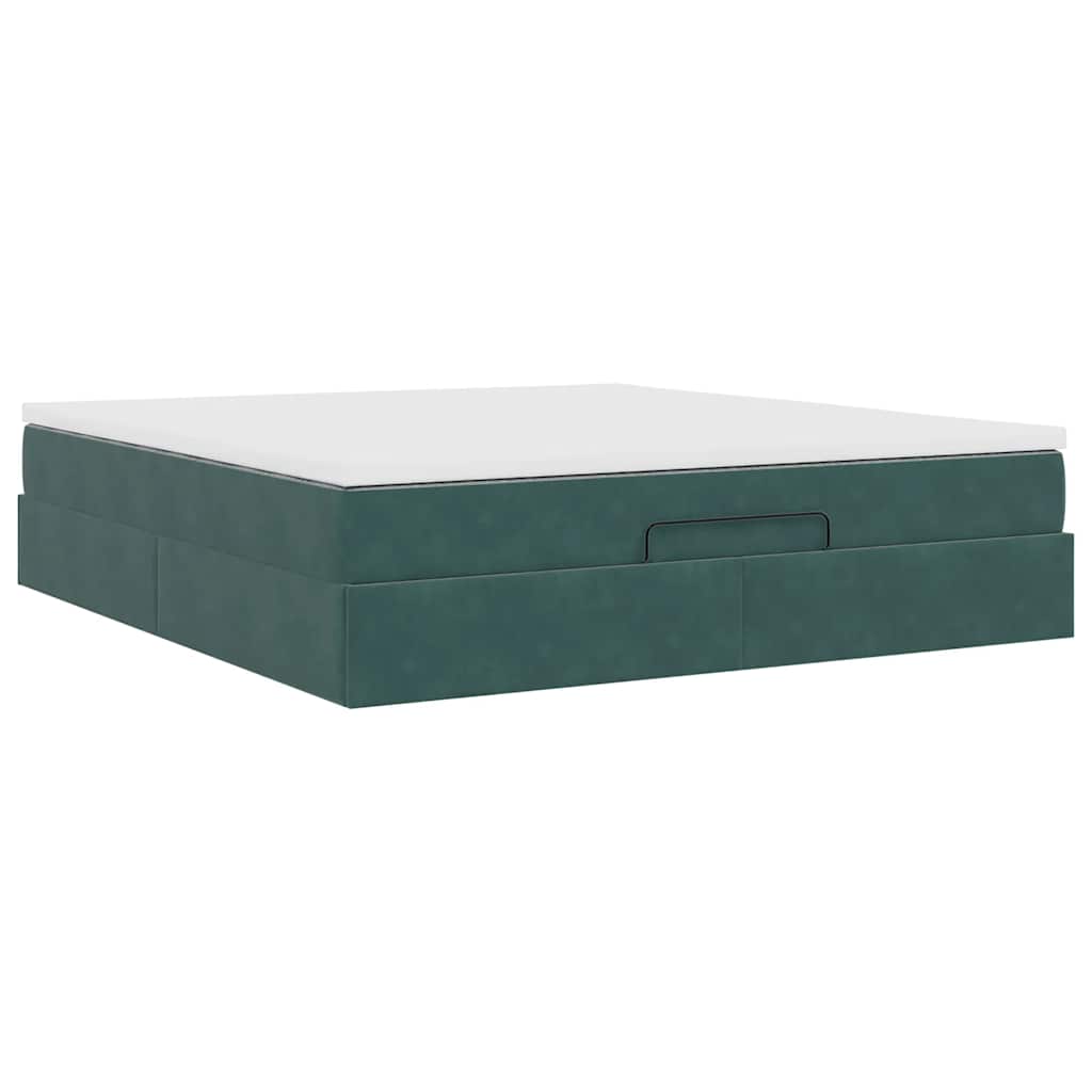 Cadre de lit ottoman avec matelas vert foncé 180x200 cm velours - XIOS