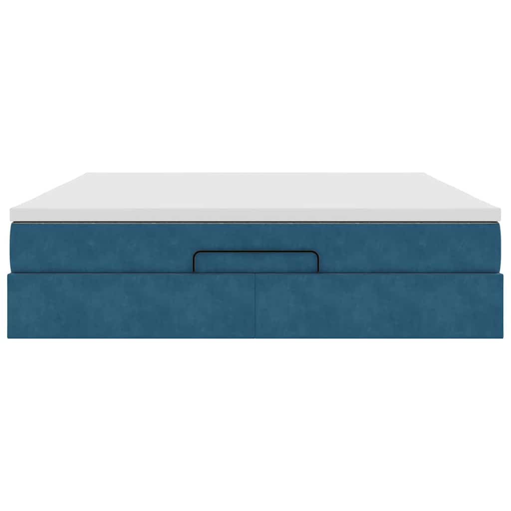 Cadre de lit ottoman avec matelas bleu foncé 180x200 cm velours - XIOS