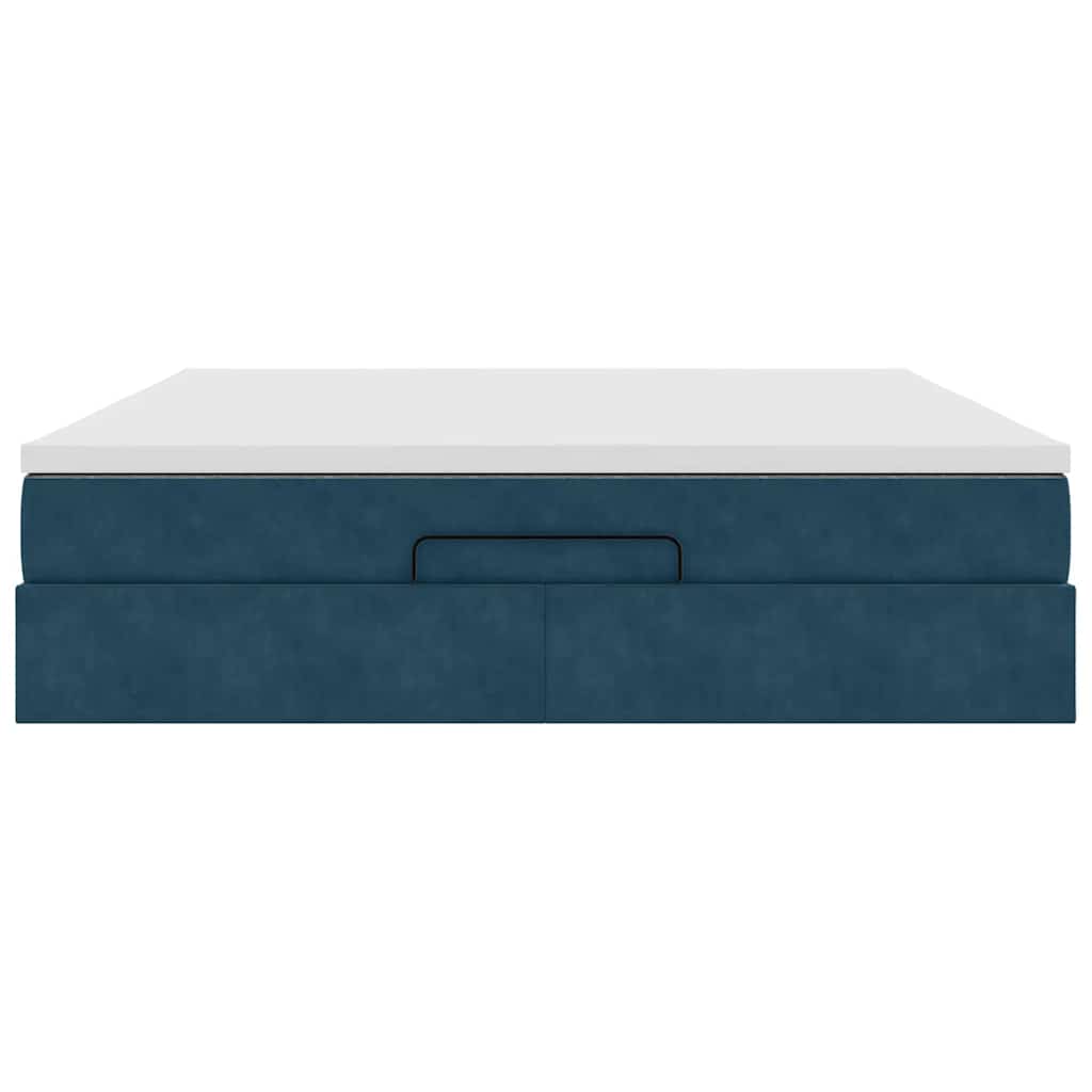 Cadre de lit ottoman avec matelas bleu foncé 180x200 cm velours - XIOS