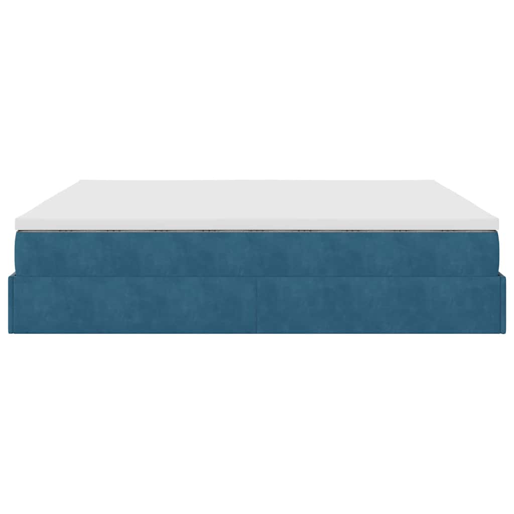 Cadre de lit ottoman avec matelas bleu foncé 180x200 cm velours - XIOS
