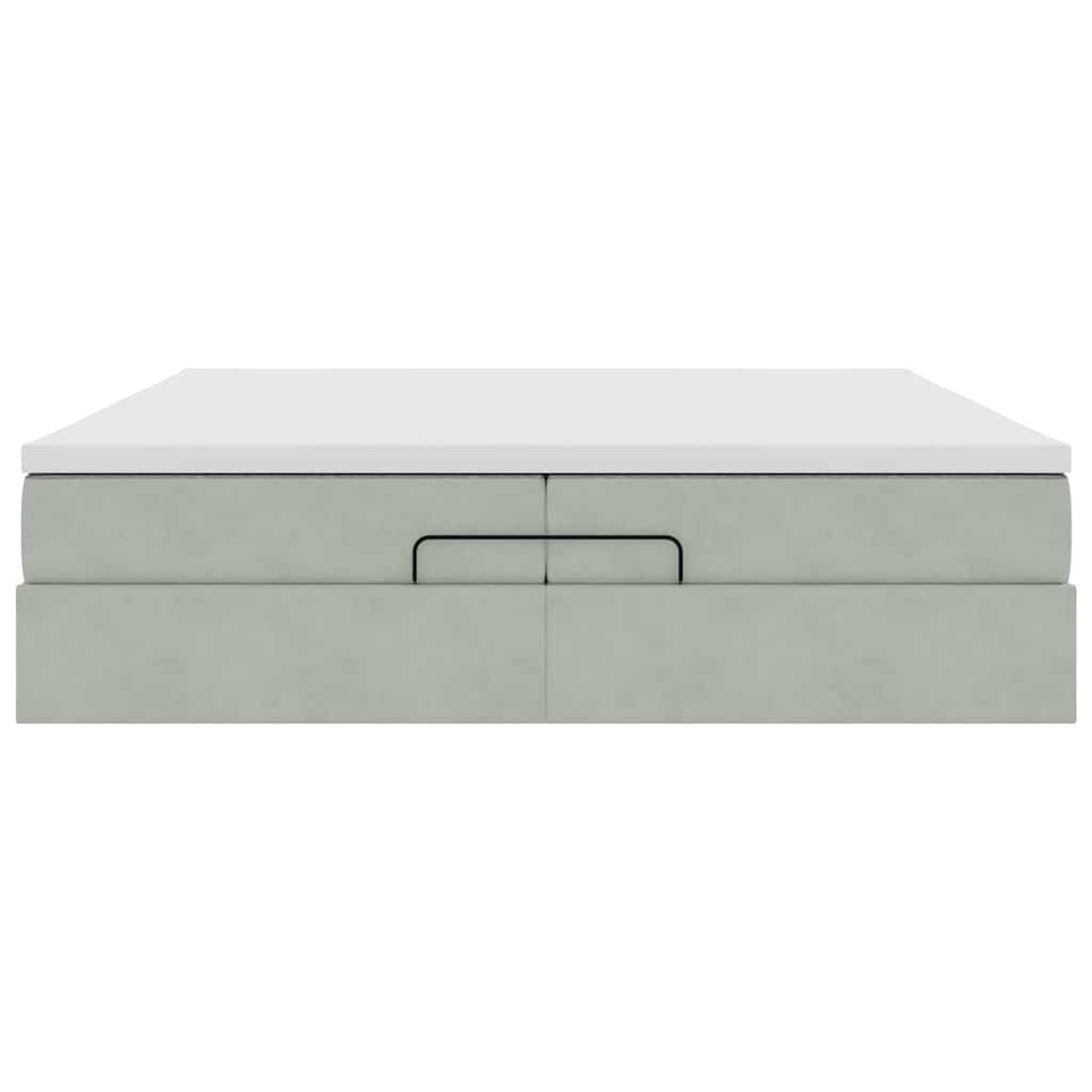 Cadre de lit ottoman avec matelas gris clair 200x200 cm velours - XIOS