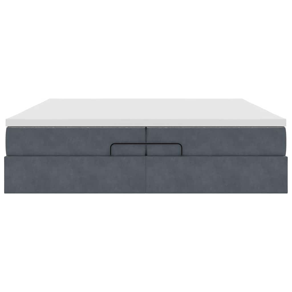 Cadre de lit ottoman avec matelas gris foncé 200x200 cm velours - XIOS