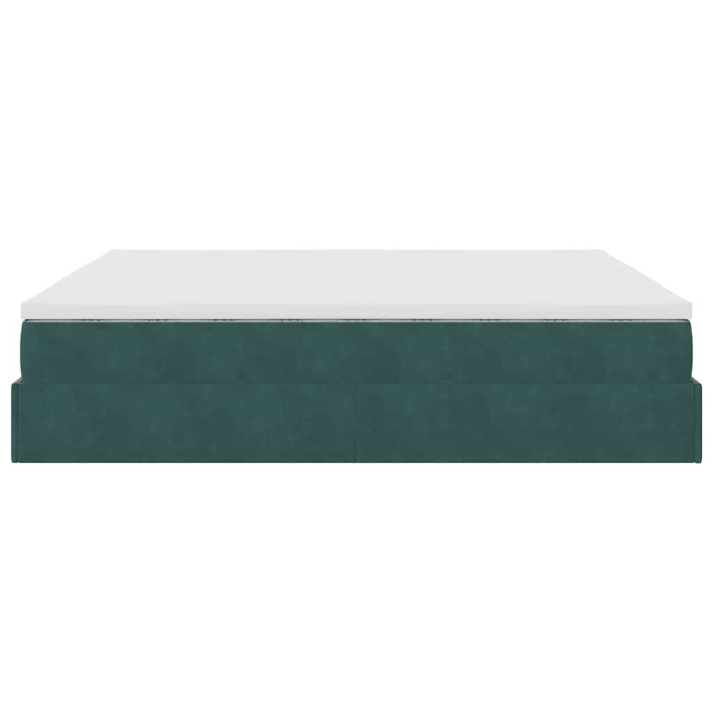 Cadre de lit ottoman avec matelas vert foncé 200x200 cm velours - XIOS
