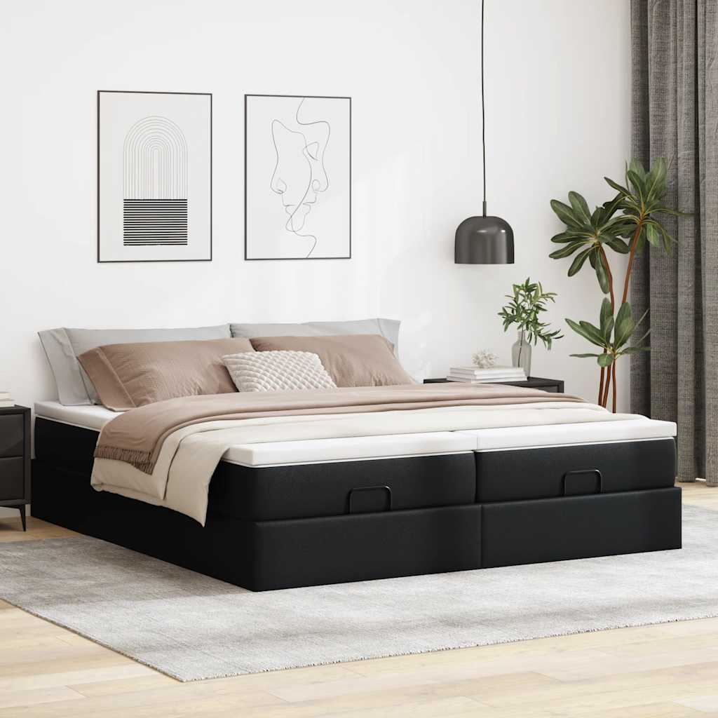 Cadre de lit ottoman avec matelas noir 160x200 cm similicuir - XIOS