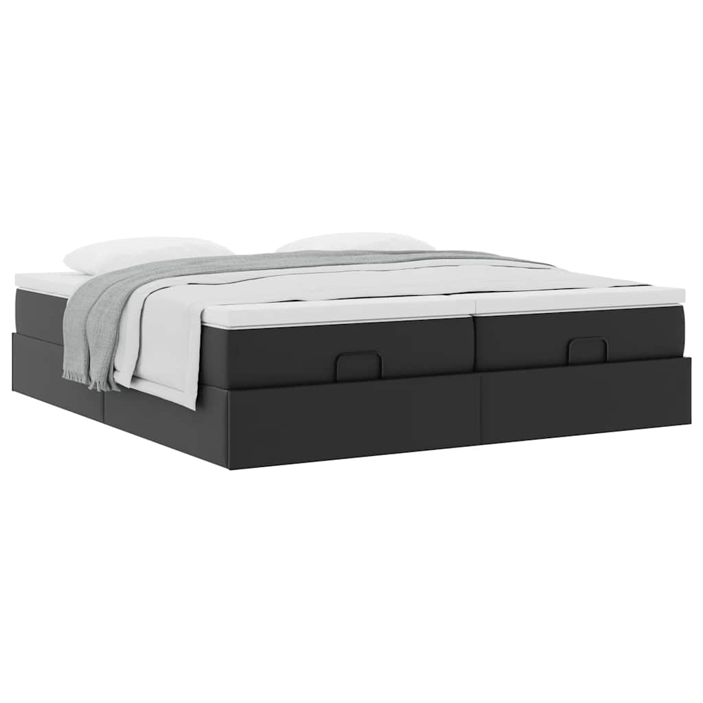 Cadre de lit ottoman avec matelas noir 160x200 cm similicuir - XIOS