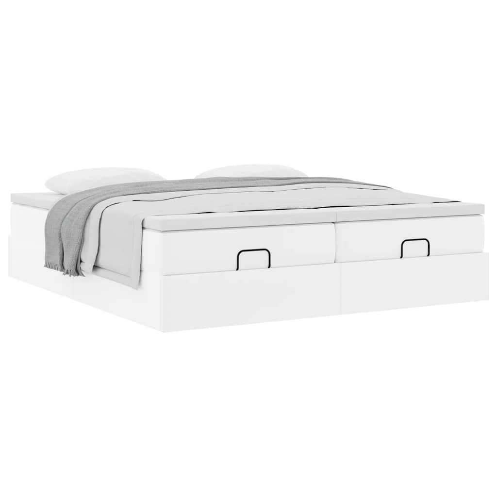 Cadre de lit ottoman avec matelas blanc 160x200 cm similicuir - XIOS