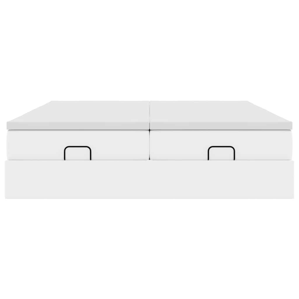 Cadre de lit ottoman avec matelas blanc 160x200 cm similicuir - XIOS