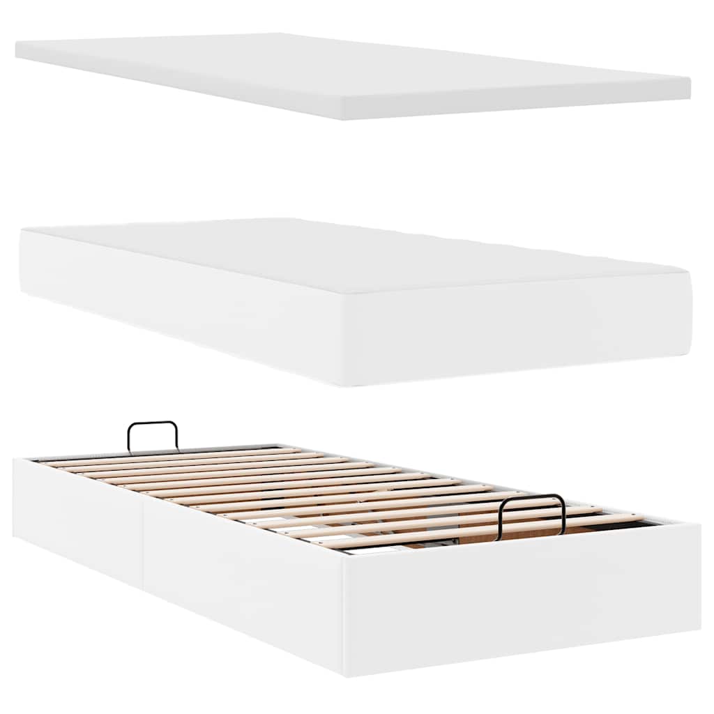 Cadre de lit ottoman avec matelas blanc 160x200 cm similicuir - XIOS