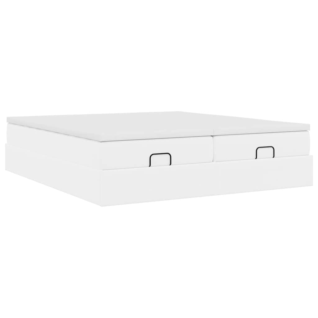 Cadre de lit ottoman avec matelas blanc 160x200 cm similicuir - XIOS
