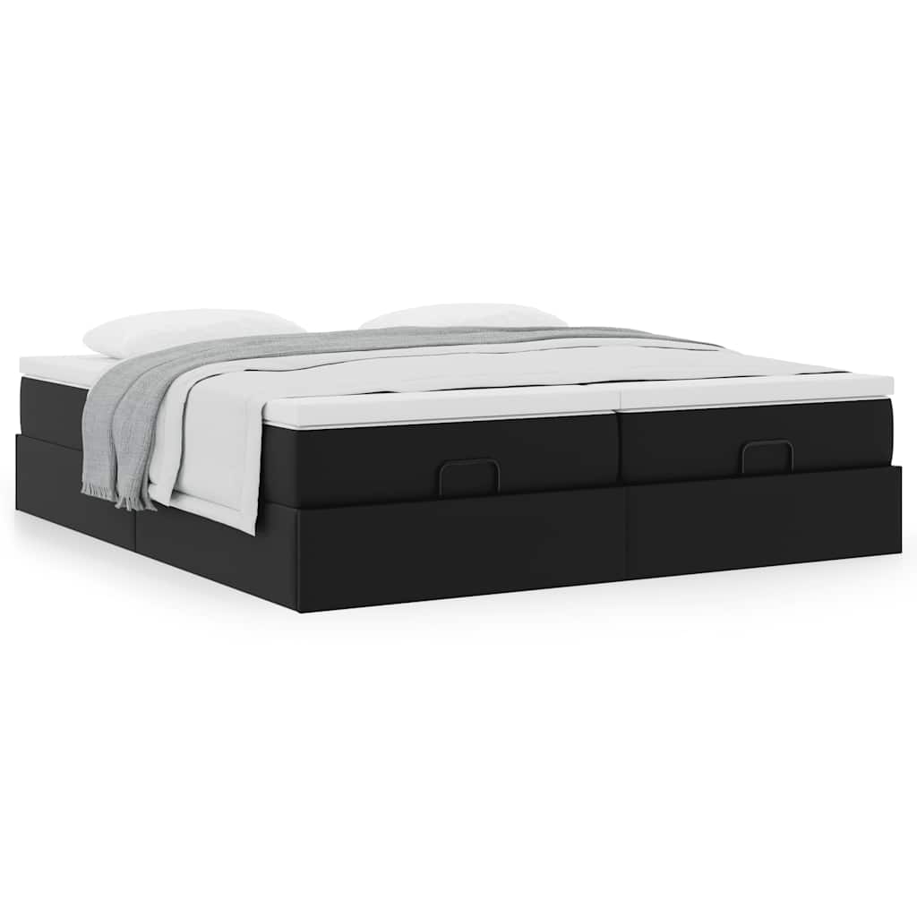 Cadre de lit ottoman avec matelas noir 180x200 cm similicuir - XIOS