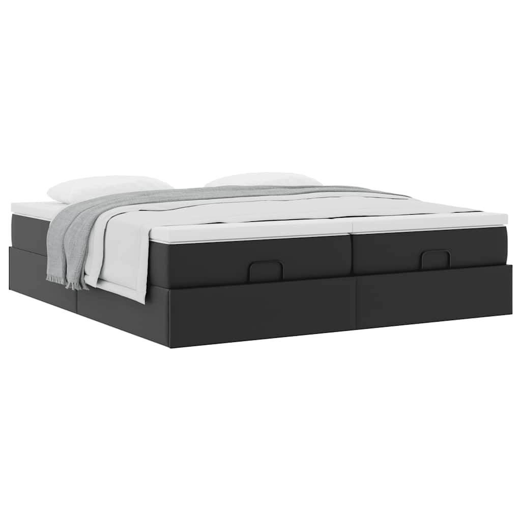 Cadre de lit ottoman avec matelas noir 180x200 cm similicuir - XIOS