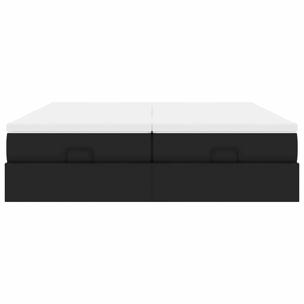 Cadre de lit ottoman avec matelas noir 200x200 cm similicuir - XIOS