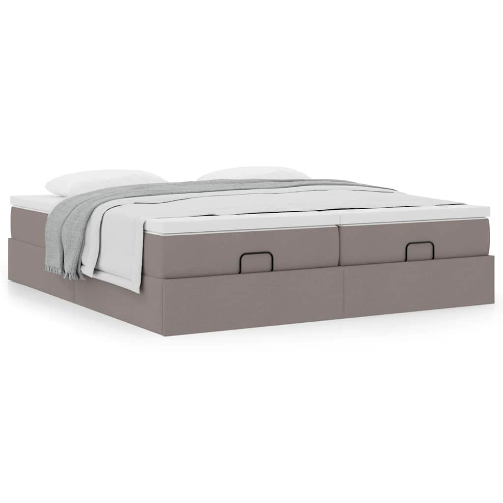 Cadre de lit ottoman avec matelas taupe 160x200 cm tissu - XIOS