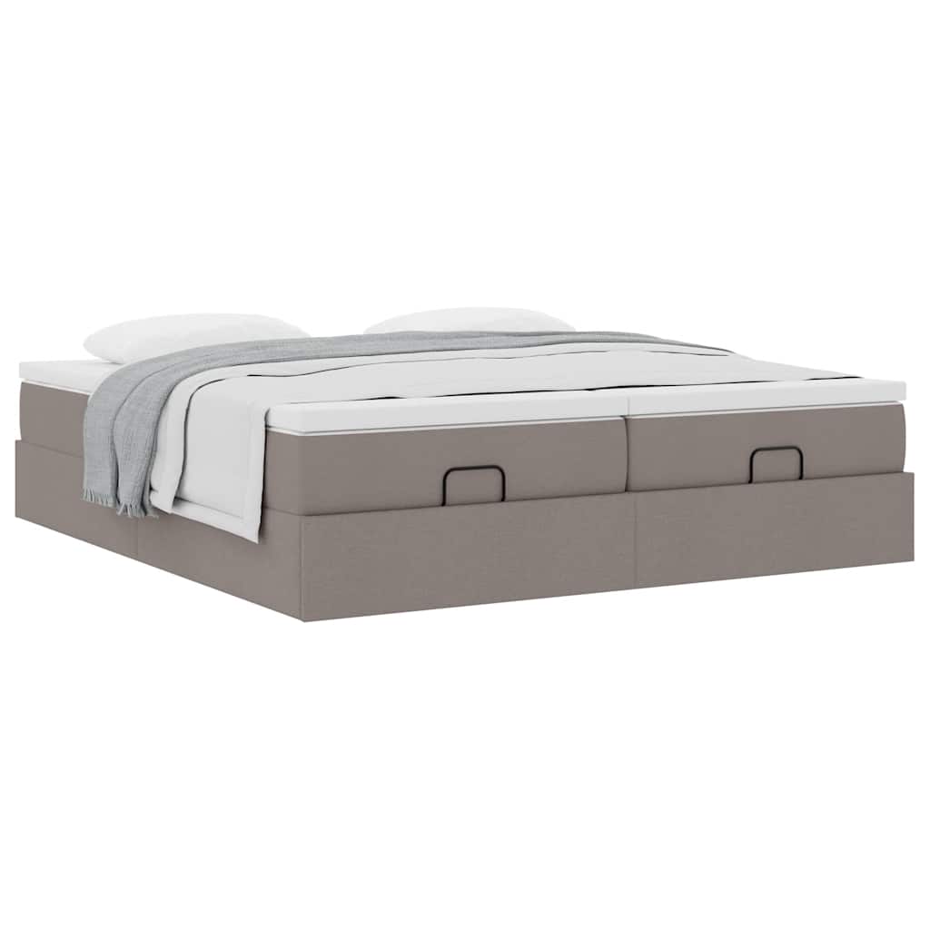 Cadre de lit ottoman avec matelas taupe 160x200 cm tissu - XIOS