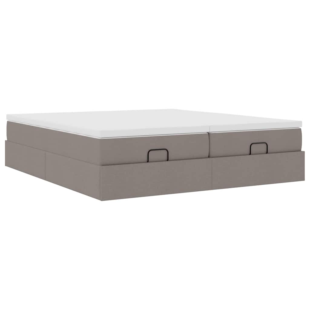 Cadre de lit ottoman avec matelas taupe 160x200 cm tissu - XIOS