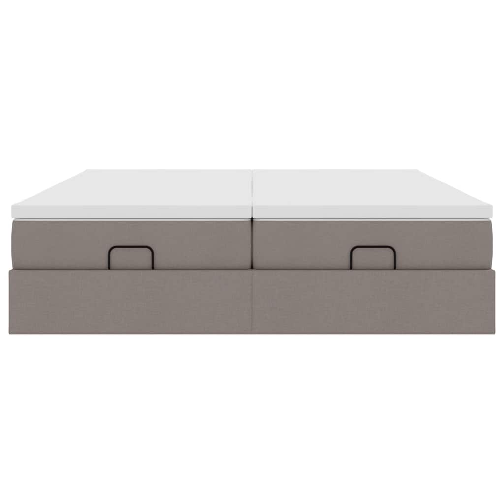 Cadre de lit ottoman avec matelas taupe 160x200 cm tissu - XIOS