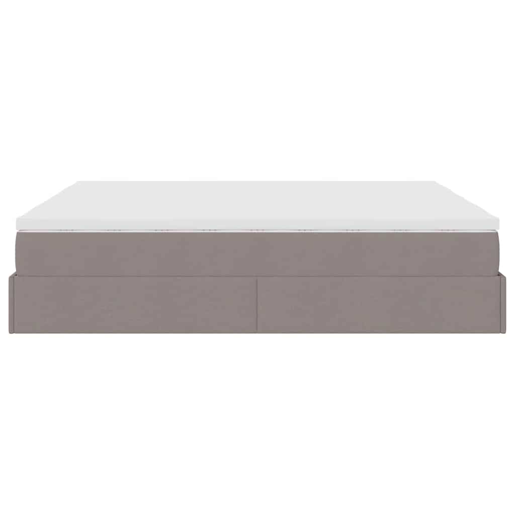 Cadre de lit ottoman avec matelas taupe 160x200 cm tissu - XIOS